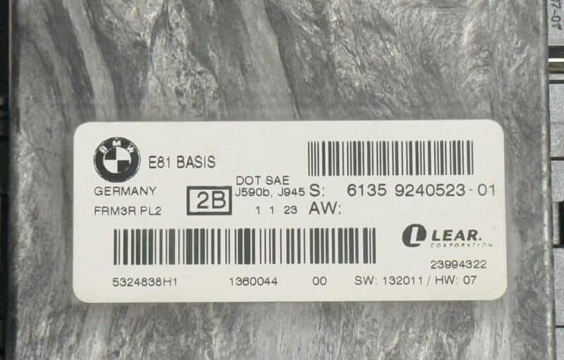 Original gebraucht Beleuchtung Steuergerät FRM Modul BMW 116i E81 2011. Oe-Teilenummer: 6135924052301, 5324838H1, 5324838H1