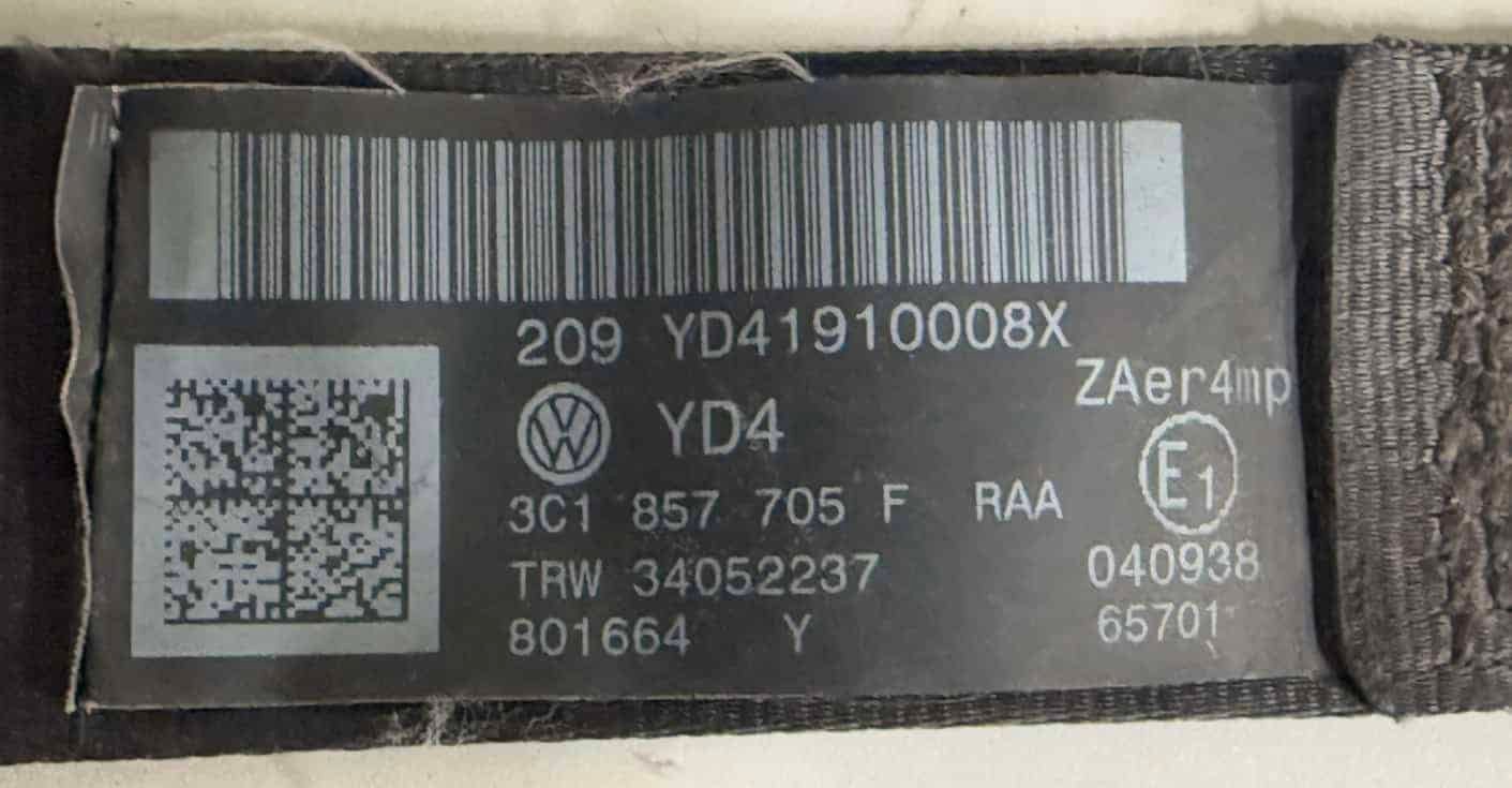 Original gebraucht Sicherheitsgurt Gurtstraffer vorne links VW Passat 3C Kombi 2008. Oe-Teilenummer: 3C1857705F, 34052237, 3C1857705