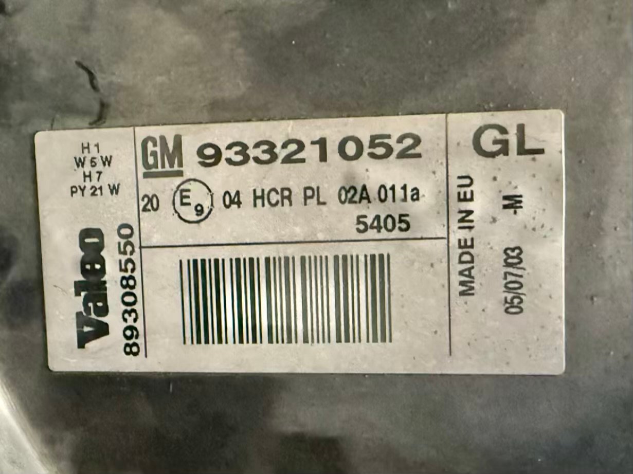 Scheinwerfer Hauptscheinwerfer Vorne Links OPEL MERIVA 2003 93321052, 89308550