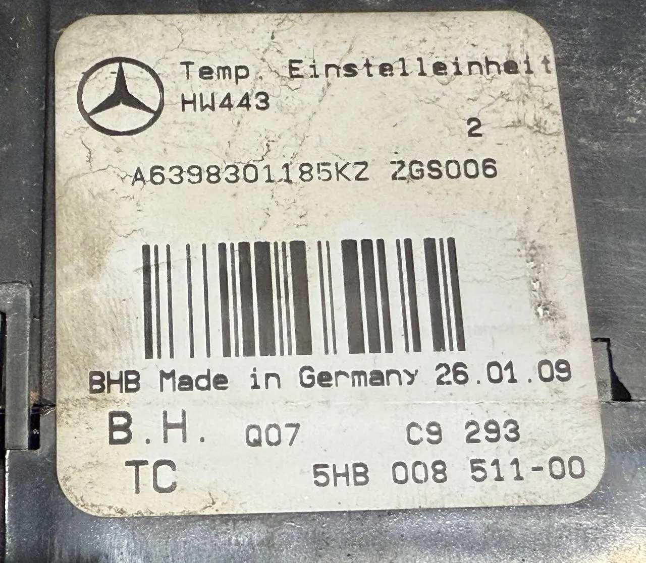 Heizungsbedienung Klimabedienteil Mercedes Benz Vito W639 111CDI 2009 6398301185