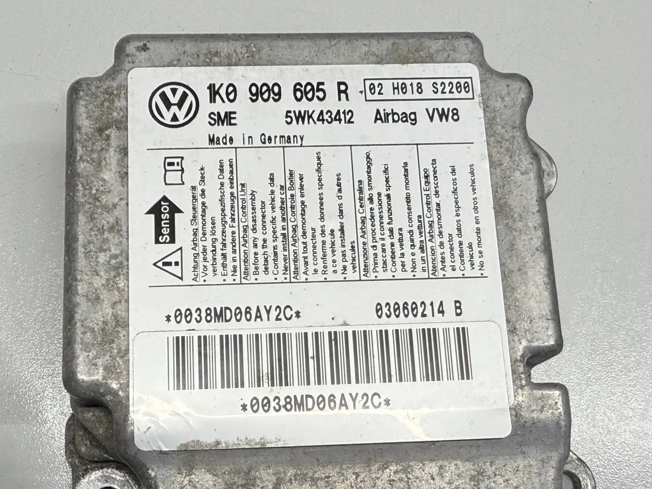 Airbagsteuergerät Steuergerät VW Golf Plus 2006 5M1 1,6 1K0909605R, 5WK43412