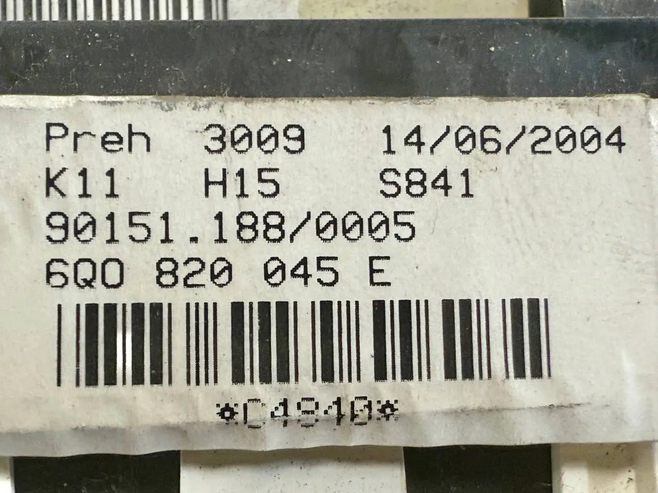Klimabedienteil Heizungsregler Polo 9N1 1,2L VW Polo 9N1 1,2L 2002 6Q0819445