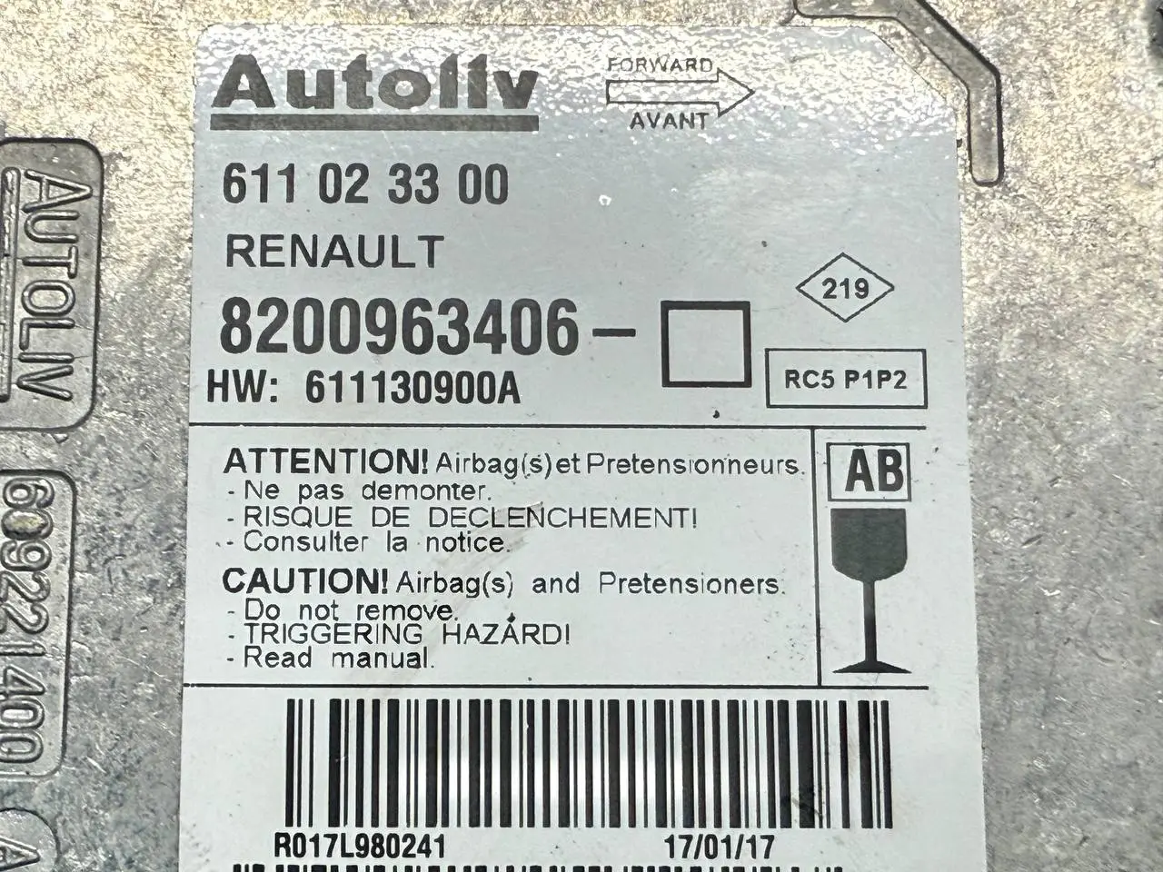 Airbagsteuergerät Steuergerät Renault Modus 1,5 dCi 2012 8200963406