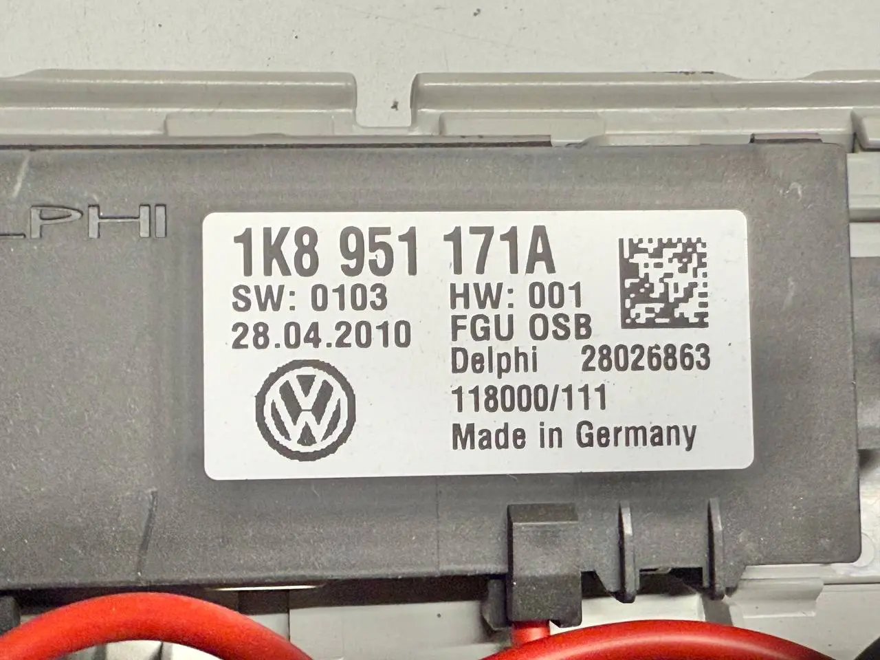 Ultraschallsensor Innenraumüberwachung DWA VW Polo V 6R 1,2 TSI 2010 1K8951171A