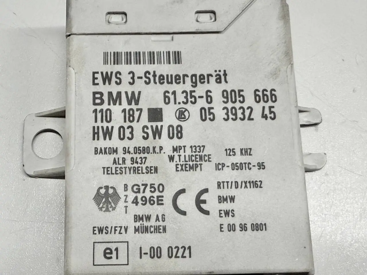Wegfahrsperre Steuergerät EWS III BMW 320D E46 3FL Touring 2004 61356905666