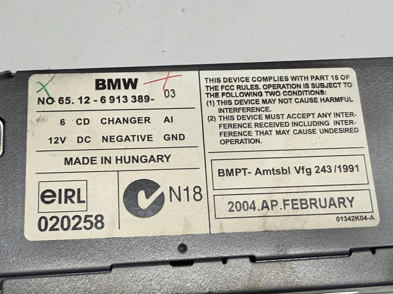 CD-Wechsler Multi-CD-Player 320D 3FL BMW 320D E46 3FL Touring 2004 65126913389