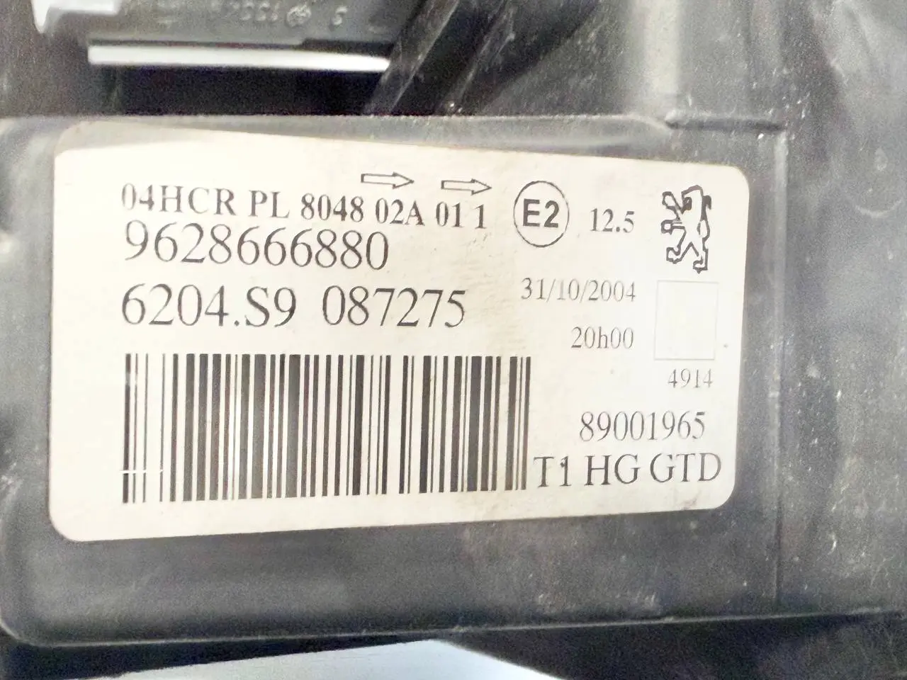Hauptscheinwerfer Komplett links Peugeot 206 1.4L 2004 9628666880