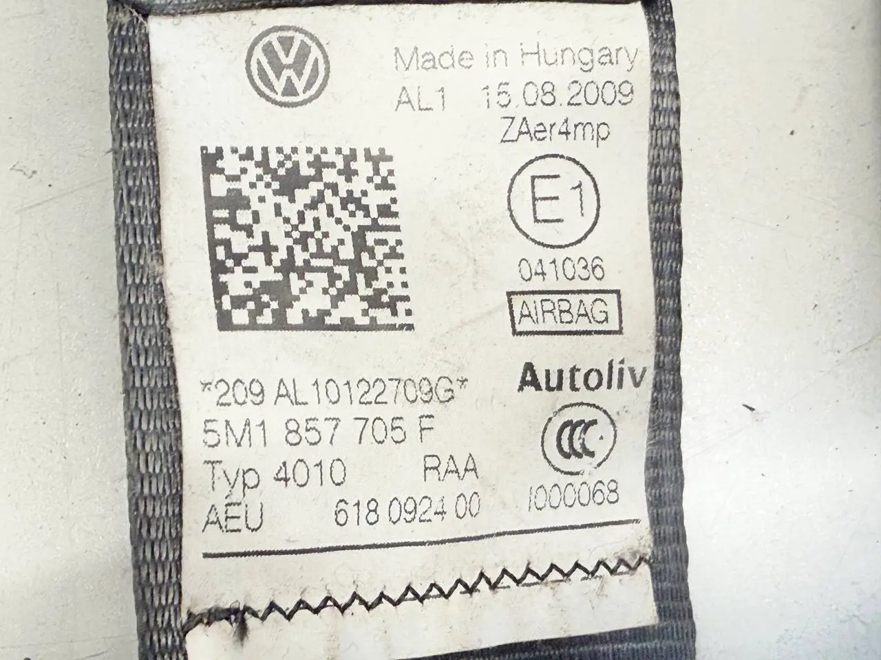 Fahrerairbaggurt Gurt vorne links Golf VW Golf Plus 5M 1,4 TSI 2010 5M1857705F