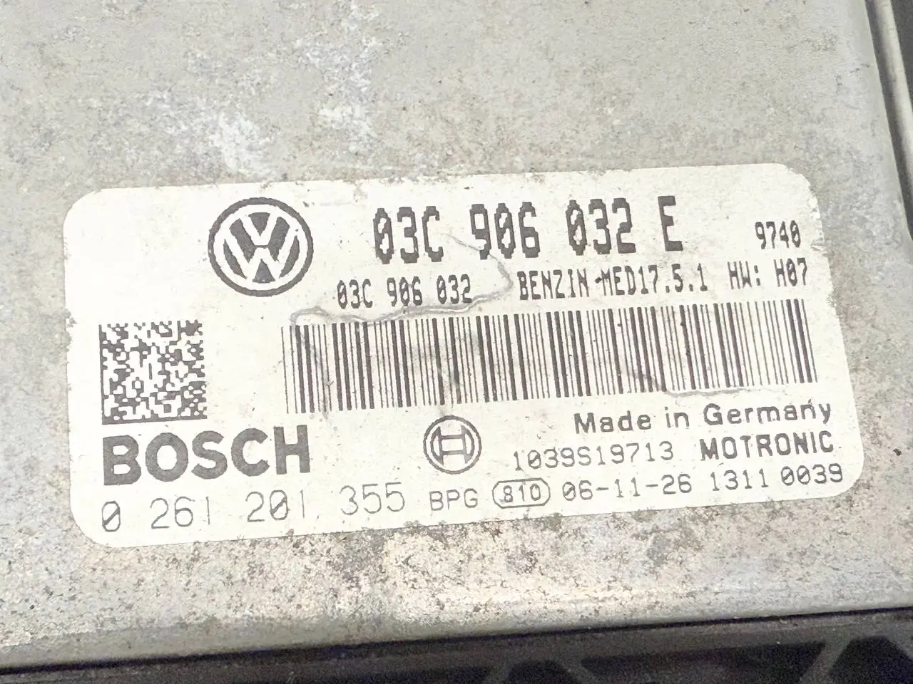 Steuergerät Motor ECU V 5 Golf V 5 VW Golf V 5 2007 1K1 1.4L TSI 03C906032E