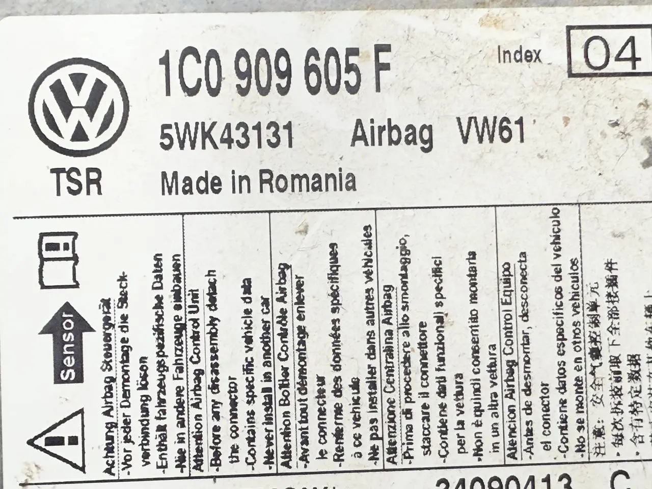 Airbagsteuergerät Sicherheitsmodul VW Golf V 5 2007 1K1 1.4L TSI 1C0909605F
